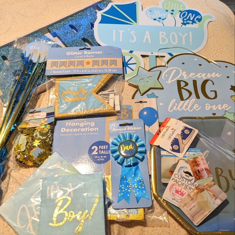 Baby shower decorations for boy (never used)